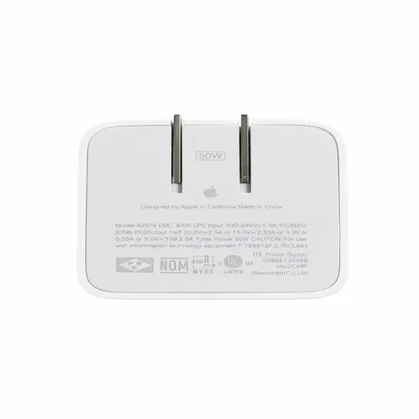 Cargador Apple 50w USB-C original con carga rápida compatible con iPhone y iPad en Quito Ecuador