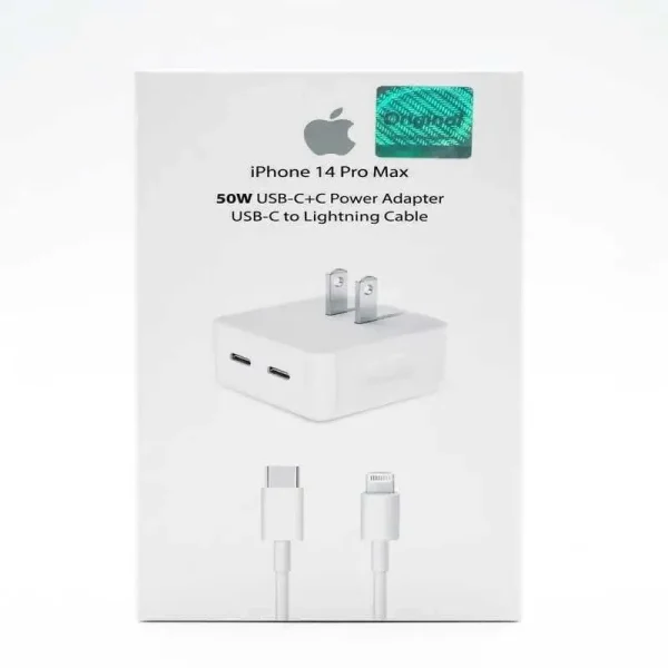 Cargador rápido 50W USB-C para iPhone 14 Pro Max con cable Lightning en Quito Ecuador